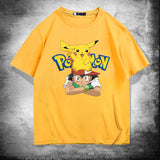 Men and Women Pokemon Pikachu T Shirt Cotton Short Sleeve T-shirt