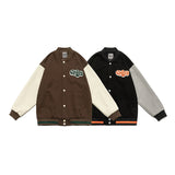 Vintage Letterman Jacket Autumn Color Matching Printed Baseball Uniform