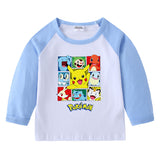 Children Pokemon Pikachu Hoodie Crew Neck Long Sleeve T-shirt Cartoon Cotton
