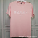 T Shirt Balmain T-shirt Short Sleeve Women's Clothing Cotton round Neck Letter Half Sleeve
