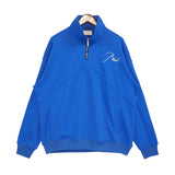 Rhude Hoodie Stand Collar Zipper Embroidery Stitching Sweater for Men and Women Autumn and Winter