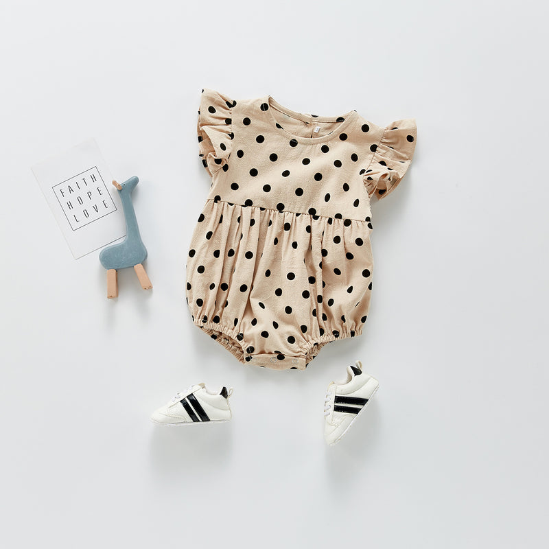 Summer Rompers Polka Dot Short Sleeve Jumpsuit Girls' Lace Rompers Jumpsuit