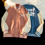 Baby Blue Varsity Jacket Baggy Coat Men's and Women's Jacket Autumn Baseball Uniform