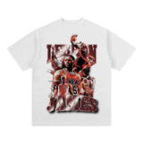 LeBron James Shirt LeBron James Printed Short-Sleeved T-shirt Heavy round Neck Small Neckline Vintage