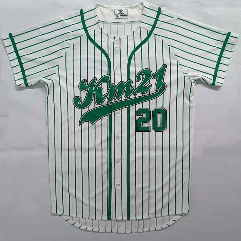 Baggy Baseball Jersey Summer Baseball Uniform Fashion Button Striped Baseball
