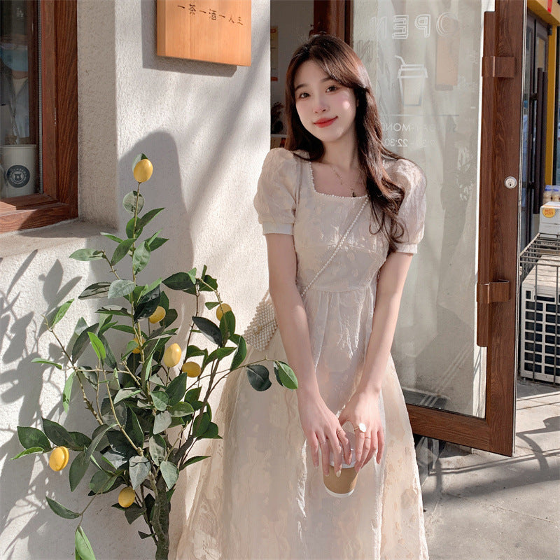 Daisy Buchanan Dress Retro Gentle Square Collar Knitted Slimming Dress