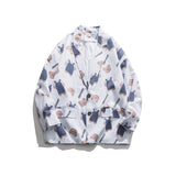 Men's Casual Suit Man Blzer Cartoon Bear Full Printed Casual Suit Jacket Men's BF Idle Style Loose Suit Top