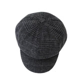 Check Beret Hat Autumn and Winter Solid Color Striped Peaked Cap