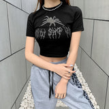 Music Festivals Rave Outfits Girls Tops Women's Spring Clothing Short Sleeve round Neck Sexy T-shirt