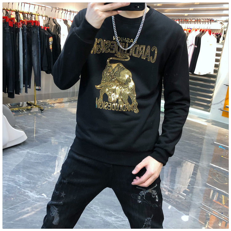 Men Sweatshirts Autumn Men's Pullover round Neck Long Sleeves Sweater