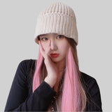 Toboggan Hat Autumn and Winter Knitted Bucket Hat Women's Bucket Hat