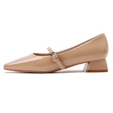 Nude Block Heels Closed Toe Sandals for Women Summer Women's Shoes