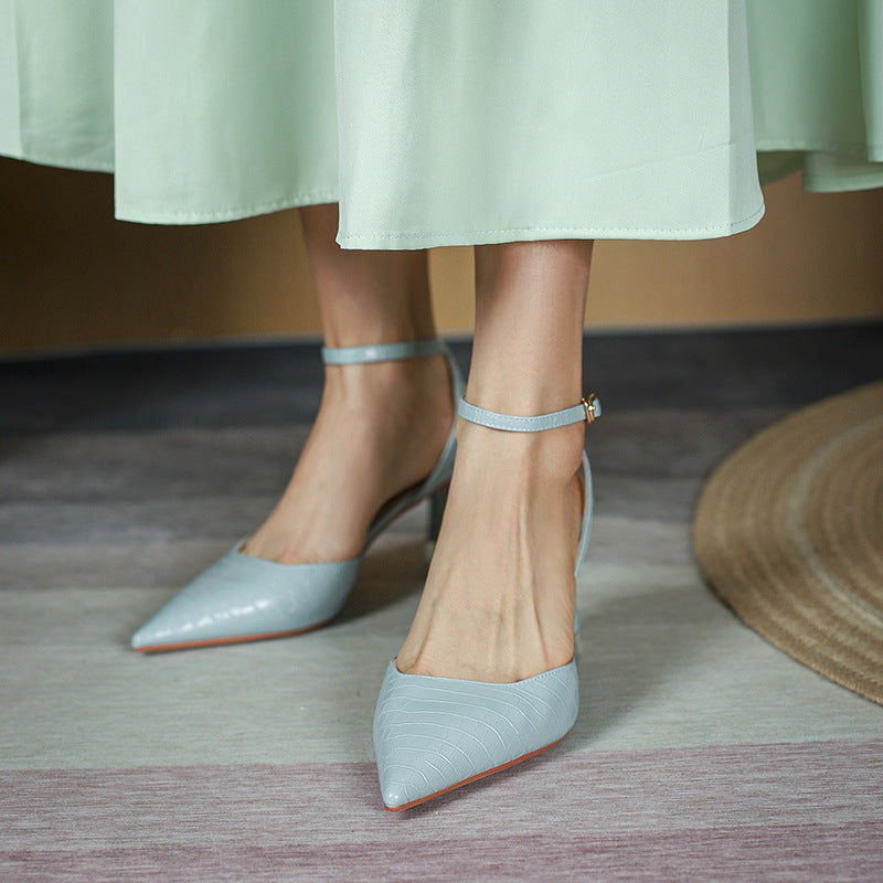 Nude Block Heels Closed Toe Women's Spring Shoes Chunky Heel High Heels Casual