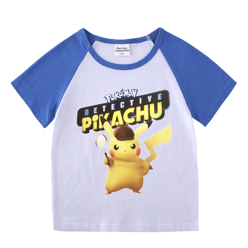 Children Pokemon Pikachu T Shirt Short Sleeve T-shirt Casual Sports