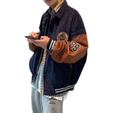 Corduroy Varsity Jacket Men's Corduroy Thick Loose All-Match Motorcycle Jacket Casual Jacket