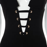 Summer Corns Solid Color Suspenders Backless Slim Fit Trousers Jumpsuit