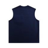 Men Sweater Vest Solid Color Pocket Decorative Vest T-shirt Men's Loose round Neck Waistcoat Vest Sleeveless T-shirt