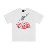Vlone T Shirts Skull Finger Large V Loose Short Sleeve T-shirt Men and Women High Street Half Sleeve