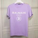 T Shirt Balmain Short Sleeve Half Sleeve Red Flocking Letters