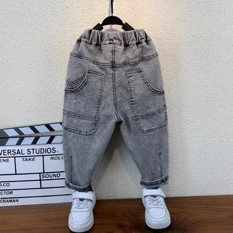 Toddler Boys Pants Boys' Spring and Autumn Clothing Handsome Jeans
