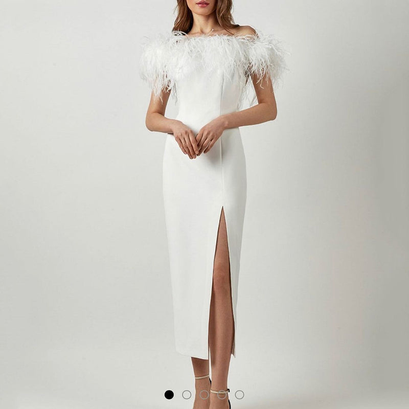 Olivia Wilde Dress Evening Gown Feather Dress Banquet Temperament