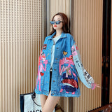 Comic Denim Jacket Women's Cartoon Loose Jacket
