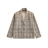 Men's Casual Suit Man Blzer Plaid Blazer Men's Loose Lapels Jacket Casual Small Suit