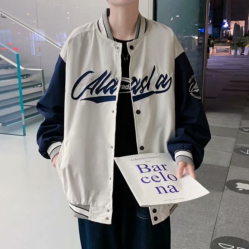 Alaska Varsity Jacket Baseball Uniform Men's Spring and Autumn Loose Large Size Jacket Summer