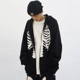 Skeleton Varsity Jacket Printed Hoodie Men's Loose Jacket