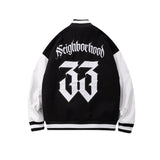 Baby Blue Varsity Jacket Black and White Stitching Embroidery Baggy Coat Men