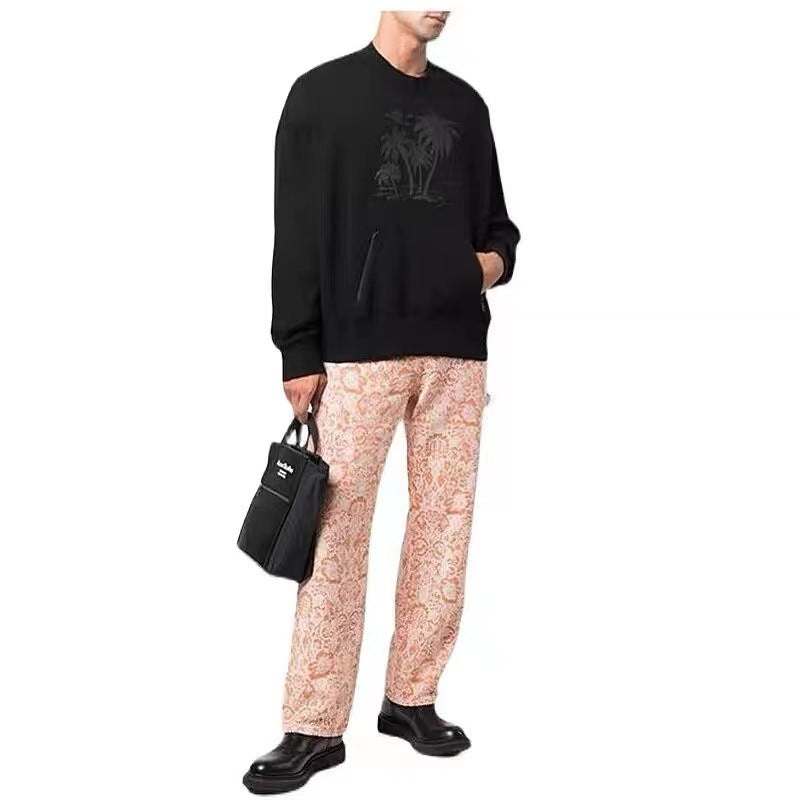 Palm Angels Jacket Foam Floral Print Long Sleeve Pullover Men and Women