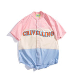Baggy Baseball Jersey Summer Letter Multicolor Printing Cotton Short Sleeve Casual Shirt