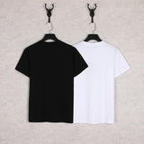Shark Print T Shirt Black White Summer Cartoon Letter Print Casual Short Sleeve T-Shirt