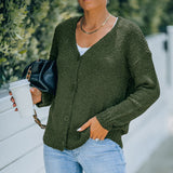 Women Fall Outfits Autumn and Winter V-neck Cardigan Knitted Coat Female Outer Sweater