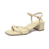 Nude Strappy Block Heels Chunky Heel Sandals