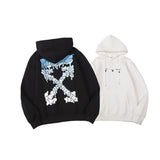 Loose Fleece-Lined  Blue Hedging Sweater hoodie