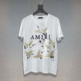 Amiri T Shirt Letter Print Casual Hip Hop Short Sleeve T-shirt for Men and Women