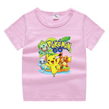 Children Pokemon Pikachu T Shirt Cotton Short Sleeve round Neck T-shirt Sports Casual Cute