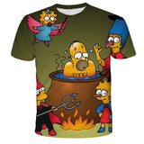 Homer Simpson Shirt Summer Cartoon Anime Print Casual round Neck Short Sleeve