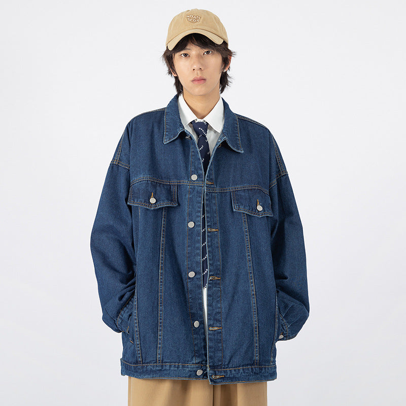 Baggy Jacket Vintage Denim Jacket Men's Autumn Leisure Baseball Uniform