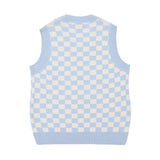 Men Sweater Vest Color Matching Plaid Sweater Vest Vest Men's Loose V-neck Sleeveless Waistcoat Sweater Coat