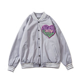 Mens Fall Outfits Autumn and Winter Love Flocking Embroidered Baseball Uniform Couple Jacket High Street Vibe Jacket Men