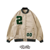 Black Varsity Jacket Student Long Sleeve Baggy Coat Men's Autumn Baseball Uniform Jacket