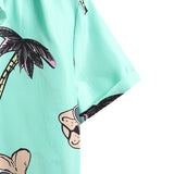 Men Hawaii Shirts Men's Light Green Short Sleeve Fashion Casual Shirt