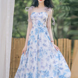 Women cottagecore Dress Vintage Sleeveless Gentle Fairy Waist Dress