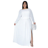Nina Parker plus Size Dresses Slit Loose Casual Dress Set