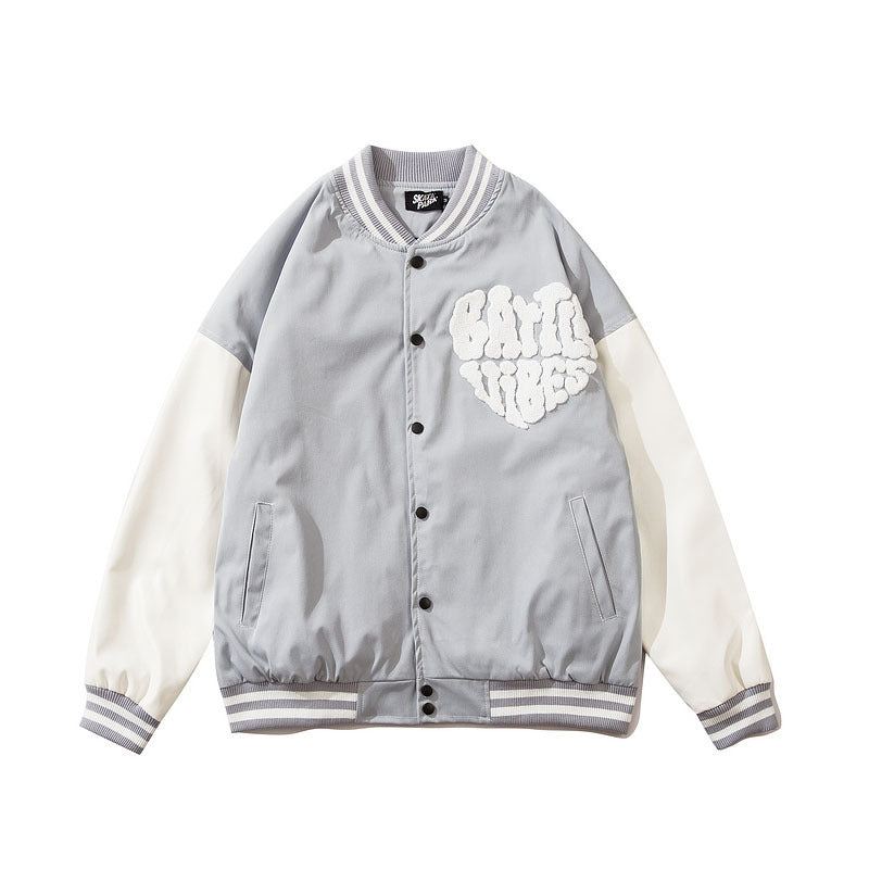Mens Fall Outfits Retro Alphabet Embroidered Baseball Uniform Coat Men Baggy Casual Jacket