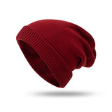 Toboggan Hat Cap Men's and Women's Autumn and Winter Keep Warm Pure Color Knitted Wool