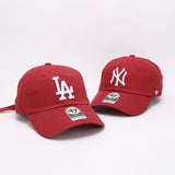Dodgers and Yankees Baseball Cap 47brand Baseball Cap Women Wine Red Soft Top NY Embroidery La Cap Casual Hat