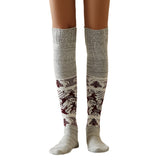 Winter Chunky Cable Thick Knit Thigh High Socks Long Stockings Boot Autumn Winter Retro Jacquard Knitting Long Stockings Warm-Keeping Socks